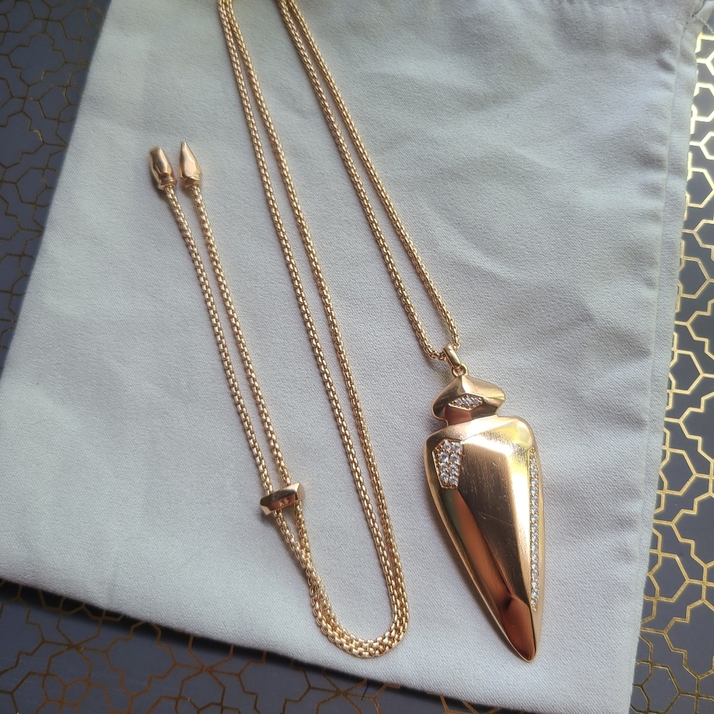 Kendra Scott Rose Gold Staley Arrowhead Adjustable Pendant Necklace with Crystal